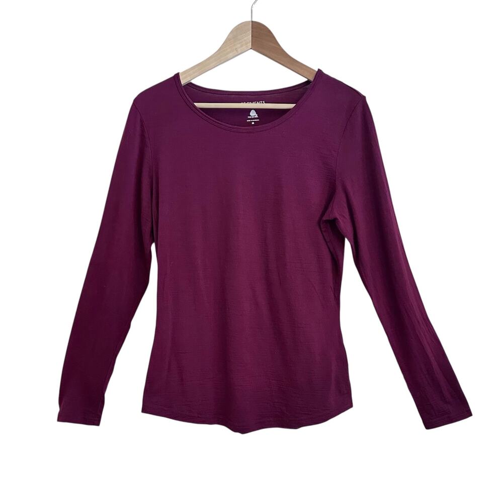 Seg'ments Merino Wool Top
Color: DARK RED ( Merlot Melange )
Sz M Base Ski Hike
